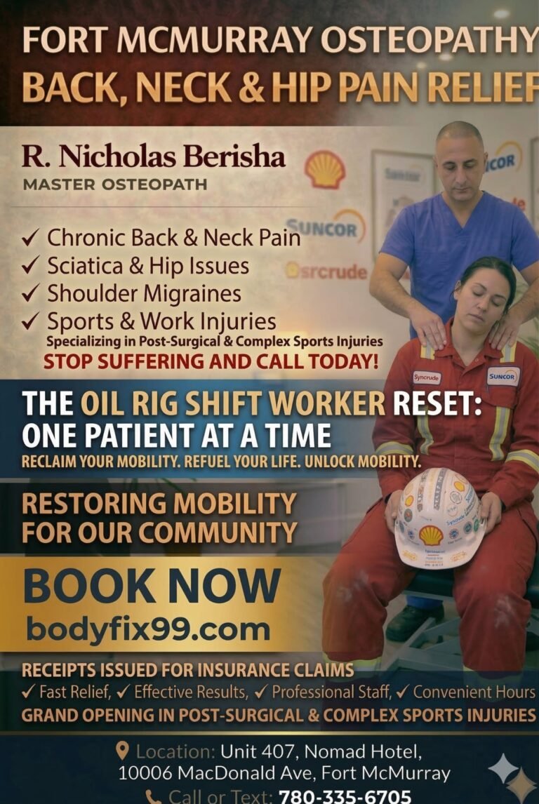 Fort McMurray — your body is working overtime. Long hours. Stress. Deadlines. Gym strain. Bad chairs. Constant tension.